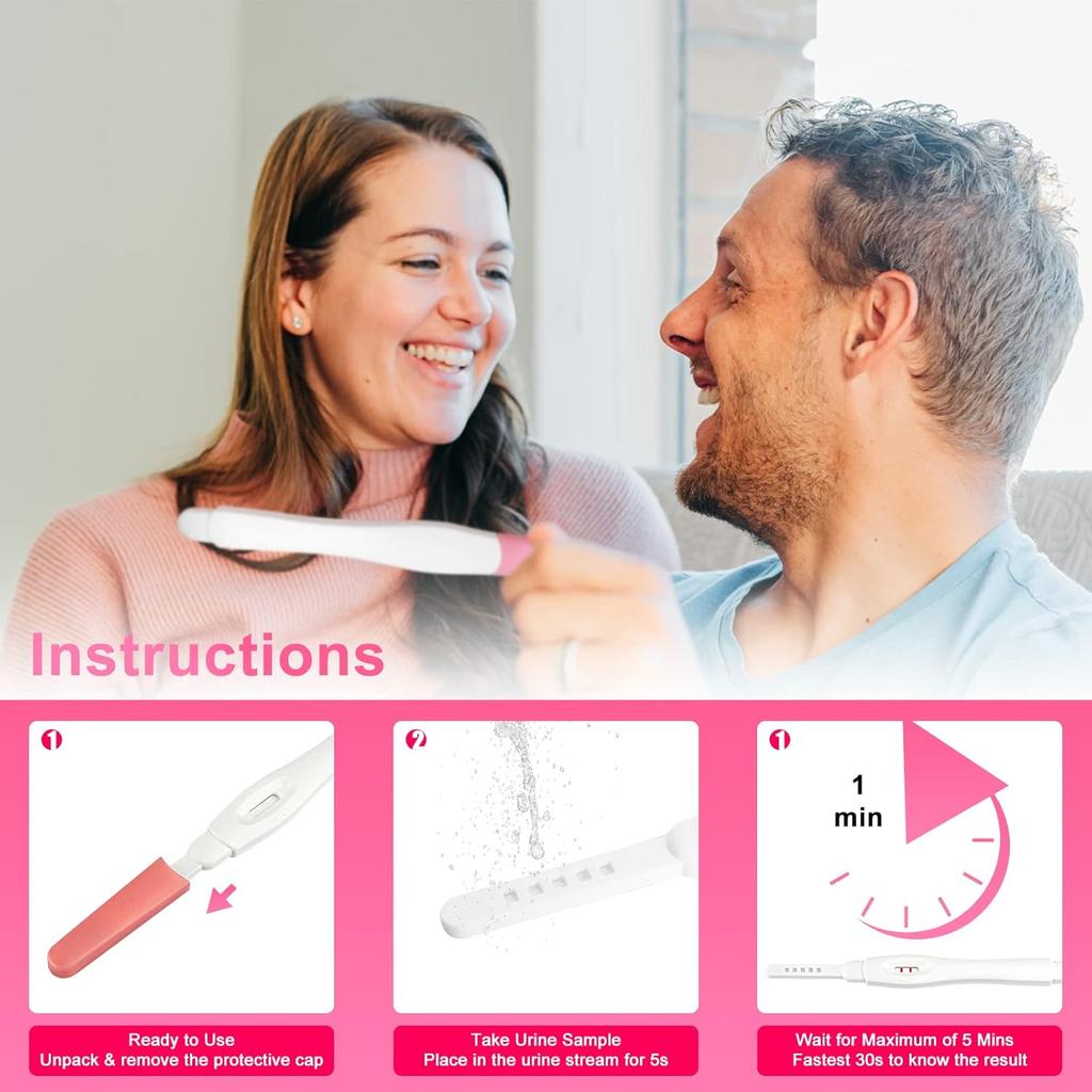 HCG Pregnancy Tests Early Detection Home Test, Woman Individually Sealed 1 Test/Bag 3 Tests/Box Early Pregnancy Home Detection HCG Pregnancy Tests