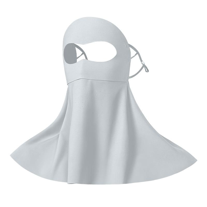 

Full Face Mask Ice Silk Sun Protection Breathable Anti-UV Summer Women Face Gini Outdoor Sport UPF50+ Neck Protection Face Cover светло-серый