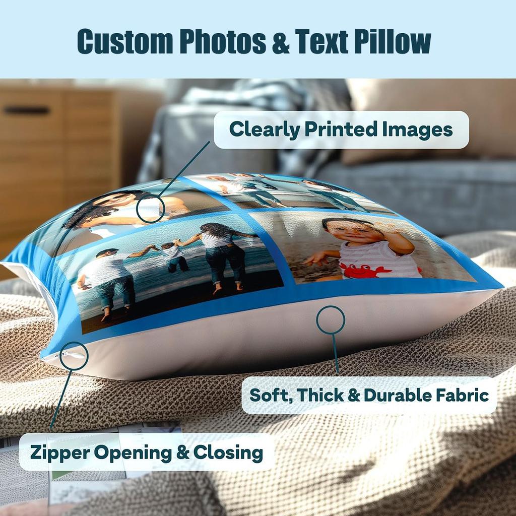Personalized Pet Cushion Custom Pet Photo And Text Gift for Pet Mom Dad Present for Pet Families Unique Pet Portrait Keepsake