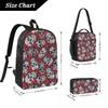 Vintage Floral Skull Roses Backpack Student BookBag School Bag Computer Shoulder Bags 3ps Insulated Lunch Bag Pencil Case