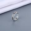 S925 Irregular Boho Fashion Sterling Silver Geometric Adjustable Small Cross Vintage Charm Antique Ladies Ring