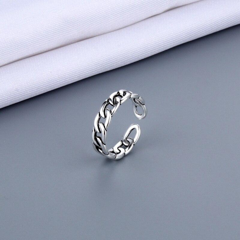 S925 Irregular Boho Fashion Sterling Silver Geometric Adjustable Small Cross Vintage Charm Antique Ladies Ring