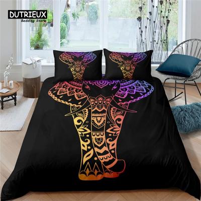 Home Living Luxury Bohemia Elephant Print 2/3Pcs Soft Duvet Cover PillowCase Queen and King Size Kids Bedding Set EU/US/AU Size