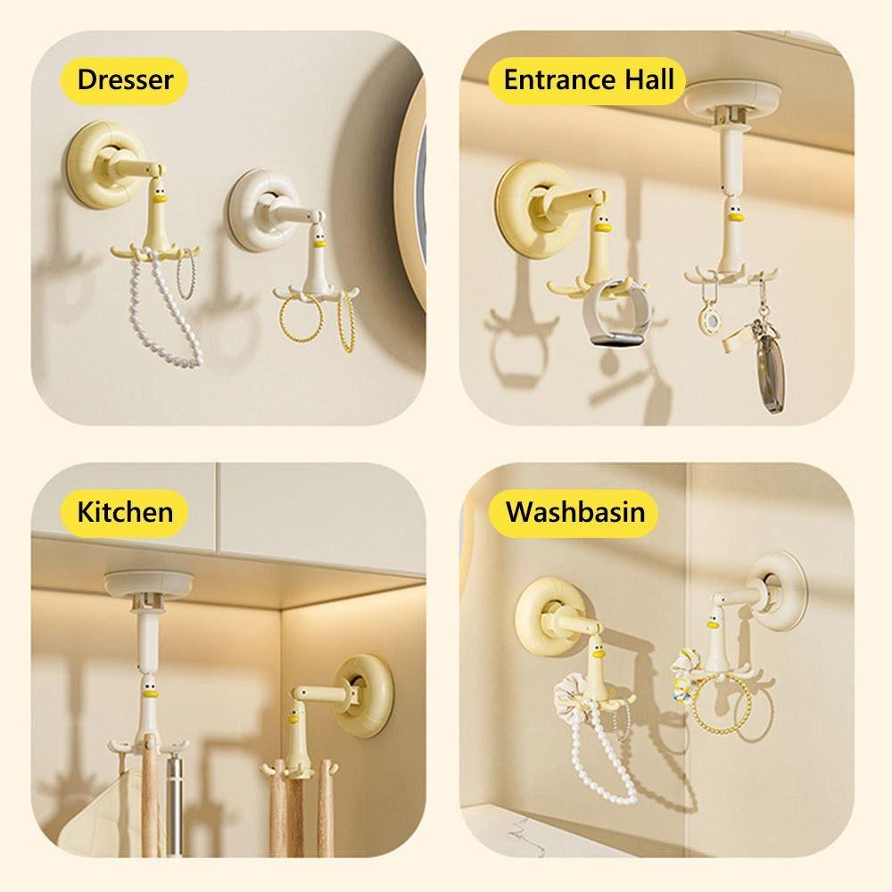 Gifts Punch-free Cartoon Duck Hook Suction Cup Six-claw Kitchen Rack Rotating Bathroom Small Hanger