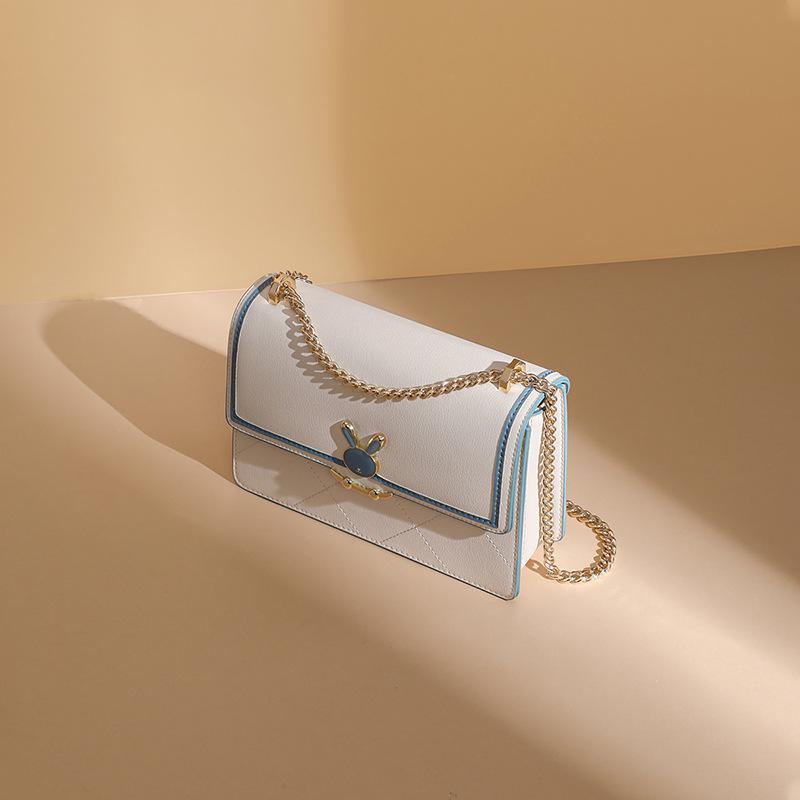 Neue Herbst- und Winter-Kaninchen-kleine quadratische Tasche leichte Luxus-Damentasche aus echtem Leder Umhängetasche Kette Umhängetasche