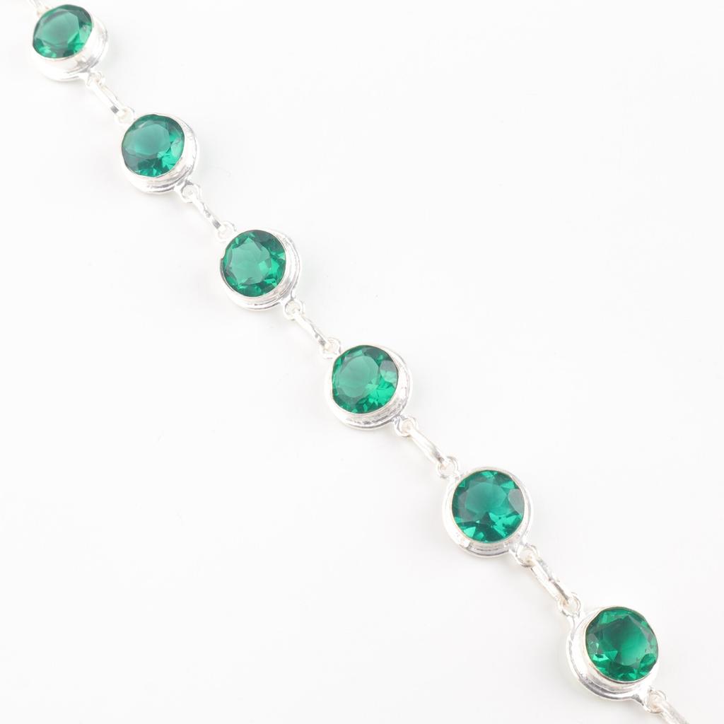 Chrome Diopside Gemstone 925 Sterling Silver Jewelry Handcrafted Bracelet 7-9" RB-13-3