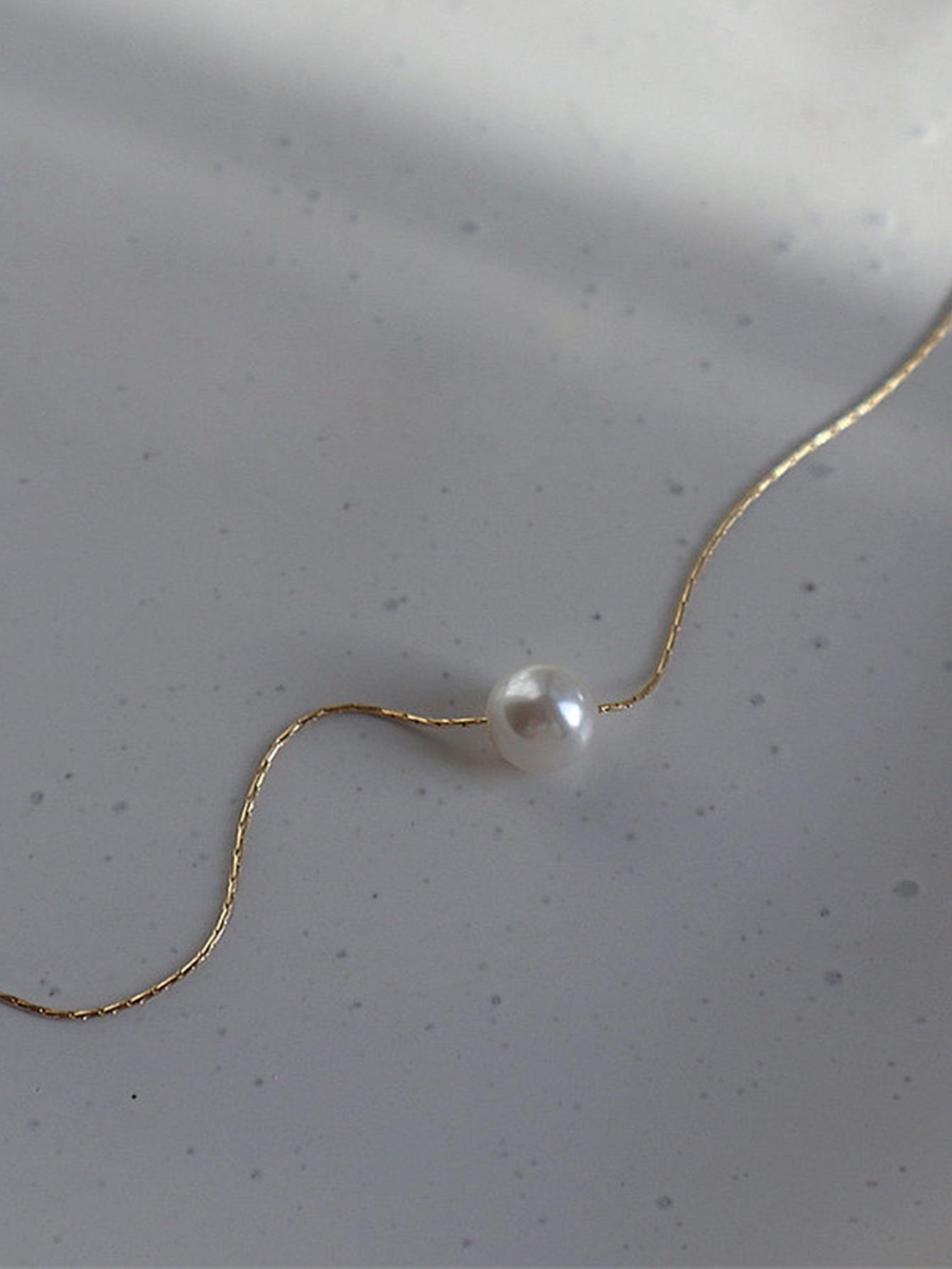 

Ожерелье на ключицу из титановой стали с покрытием из 18-каратного золота и пресноводным жемчугом для женщин