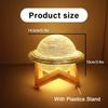 3D Planet LED Nightlight With Stained Glass Design Warm Glows Table Lamp with Stand For Children Bedroom Nursery Decors