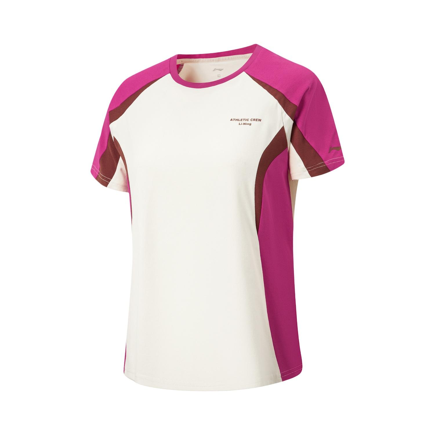 

Li-Ning Fitness Series Color Block Round Neck Moisture Wicking Quick Dry T-Shirt Women Tops ATSW342-8 S