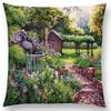 Newest American Countryside Oil Painting Cushion Cover Beautiful Scenery The Castle Lighthouse Sofa Throw Pillowcase
