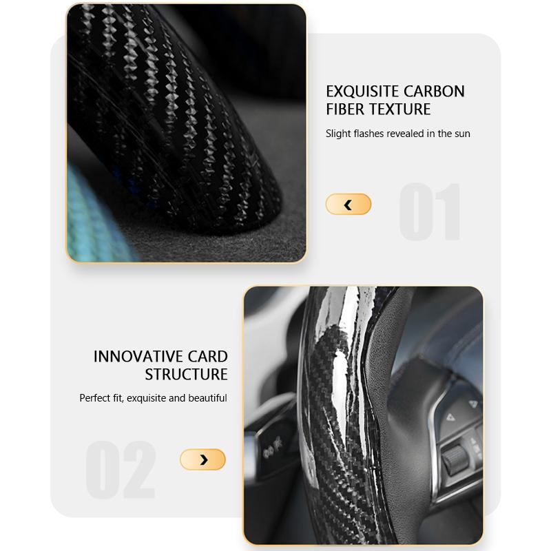 SEAMETAL Carbon Fiber Car Steering Wheel Cover Anti Slip Steering Wheel Protector Cover Durable Wear-resistant