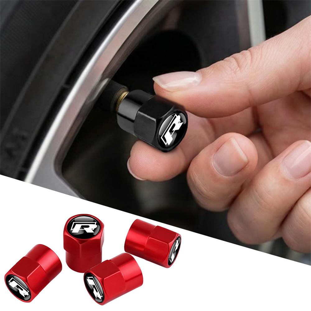 Volkswagen GTI R Car Interior Epoxy Logo Sticker Metal Wheel Tire Valve Cover For VW Jetta MK7 Beetle Passat Polo Golf Caddy GTD