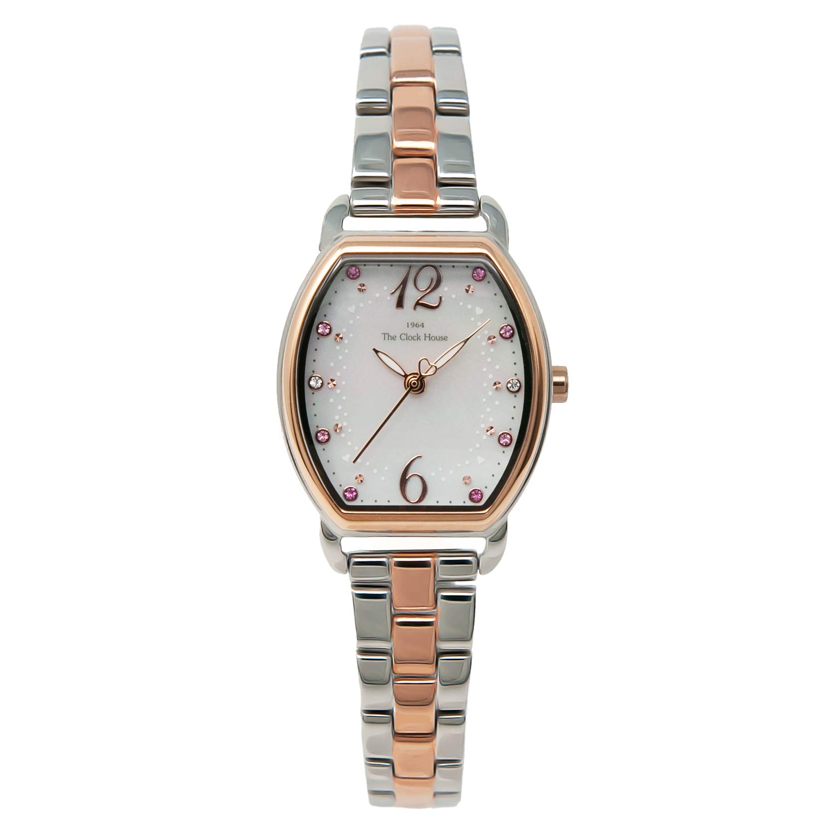 

THE CLOCK HOUSE Limited Model Feminine Casual Ladies Watch Solar Stainless Steel White Tonneau Type THE CLOCK HOUSE LFC1002-WH3ALIM