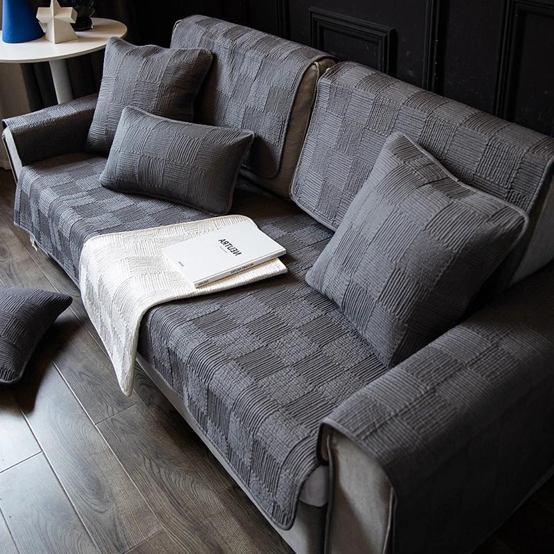 

Мягкий высококачественный блочный коврик для дивана, всесезонный универсальный противоскользящий чехол для дивана, чехол для гостиной, полотенце, скандинавская минималистичная подушка 70x70cm