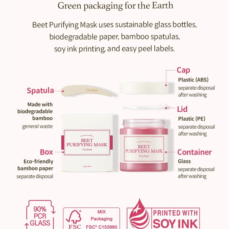 from from Beet Purifying Mask Red Sebum Sensitive Skin [I'm Official] I'm 110g, Wash-Off Mask, Beet, Moisturizing, Anti-Aging Care, Soothing,