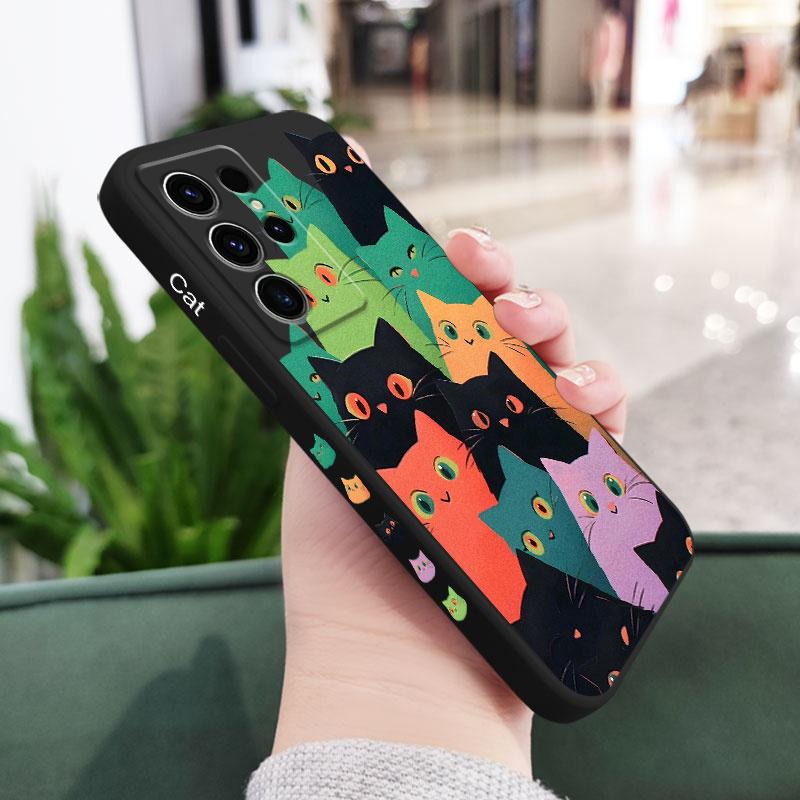 

Colorful Cat Phone Case For Samsung Galaxy S25 S24 S23 S22 S21 S20 S10 S10E Ultra Plus FE Note 20 Ultra 10 Plus Cover Samsung S25FE
