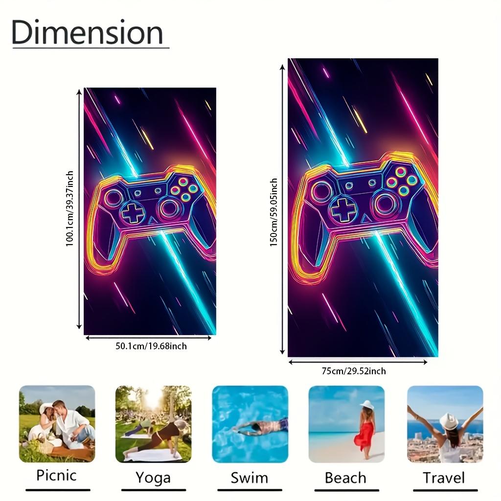 1pc Colorful Game Controller Pattern Microfiber Beach Towel | Ultra-Soft Polyester, Lightweight and Absorbent, Ideal for Yoga