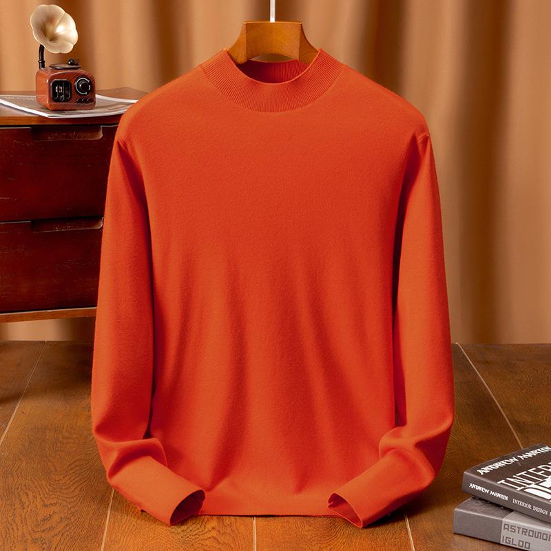 450g Fine Merino Wool Men's Half-High Neck Sweater - Autumn/Winter 2025, 16 Gauge, Machine Washable.