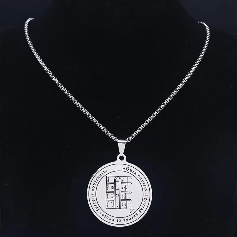 The First Pentacle of the Moon Solomon Occult Pentacle Grimoire Brass Magic Stainless Steel Statement Necklace Jewelry collares