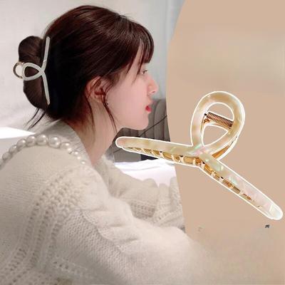 High-end Acetate Hair Clip for Children Large Metal Shark Clip Hair Accessory for SummerBack of The Head