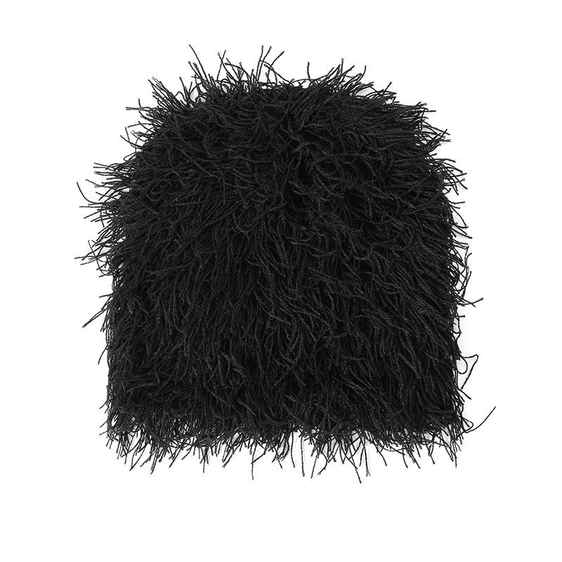 Winter Knit Beanie with Tassel Camo Jacquard Acrylic Warm Skull Cap for Outdoor Cycling Windproof