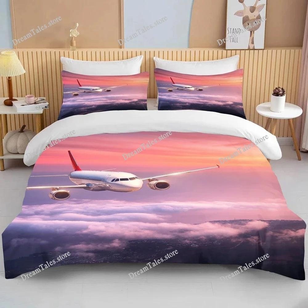 Fashion 3D Printed Airplane Plane Bedding Set Cartoon Duvet Covers with Pillowcases Soft Bedclothes Custom Bed Linen Drop Ship