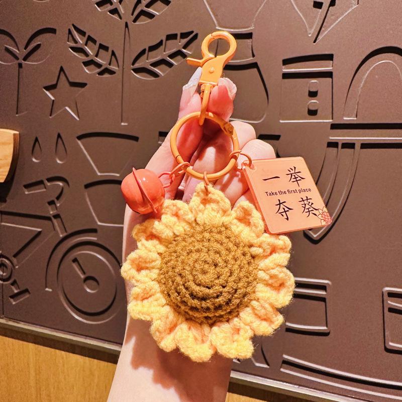 Handmade Crocheted Persimmon Keychain,  Good Things Happen  Lucky Charm,Lucky Persimmon Peanut Keyring, Hand-Knitted Fruit Pendant with Wish Tag