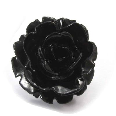 [J8034] - Δαχτυλίδι Σχεδιαστή 'Flora' μαύρο