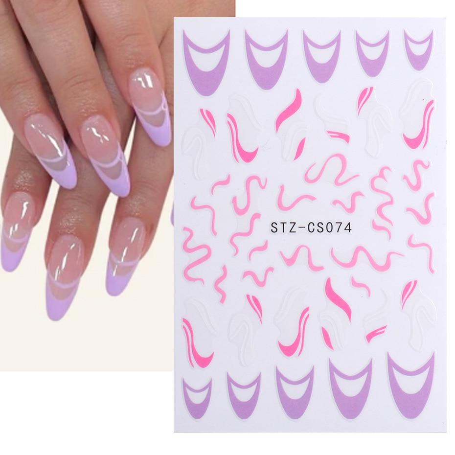 Abstract Line DIY Nail Stickers for Women Girls Nail Art Decorations Rose Gold Spring 3D Sliders for Manicure Nail Polish Decals