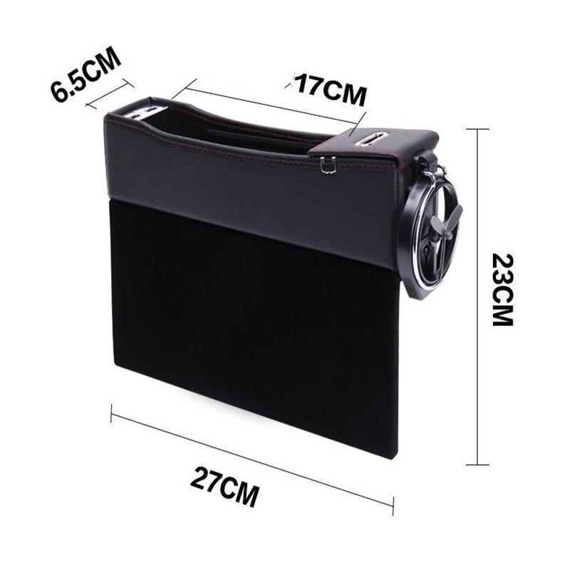 Premium Pu Leather Car Seat Storage Box Stylish Coin Collector And Cup Holder