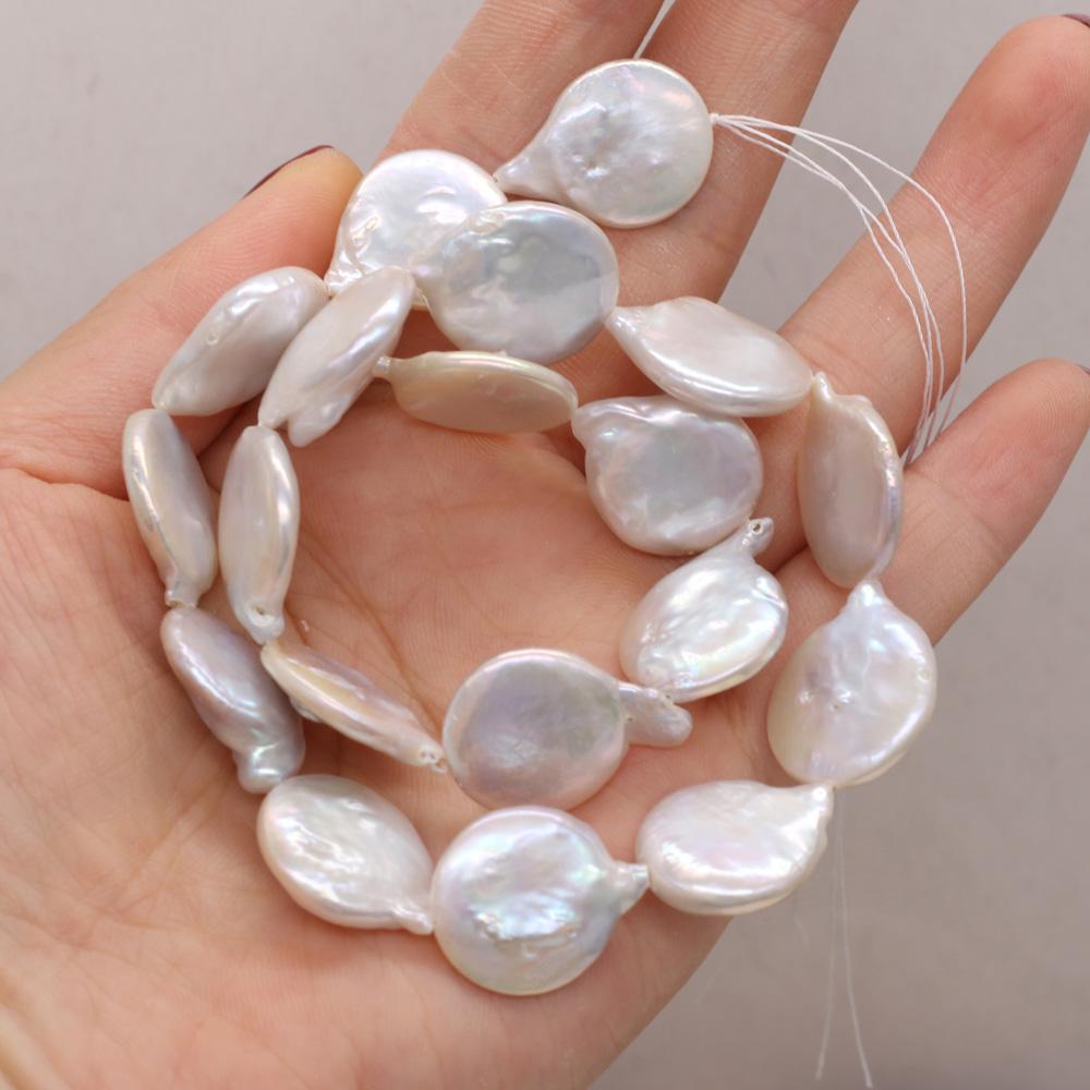 1String, Irregular Baroque Pearls, White Natural Freshwater Pearl Beads, 16×22–17×25 mm, for DIY Necklace Bracelet Accessories, Jewelry Making, 36cm