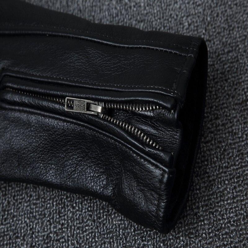 Top Layer Cowhide Slim Fit Stand Collar Motorcycle Suit Men 'S Leather Jacket Soft Cowhide Large Size Jacket Fashion