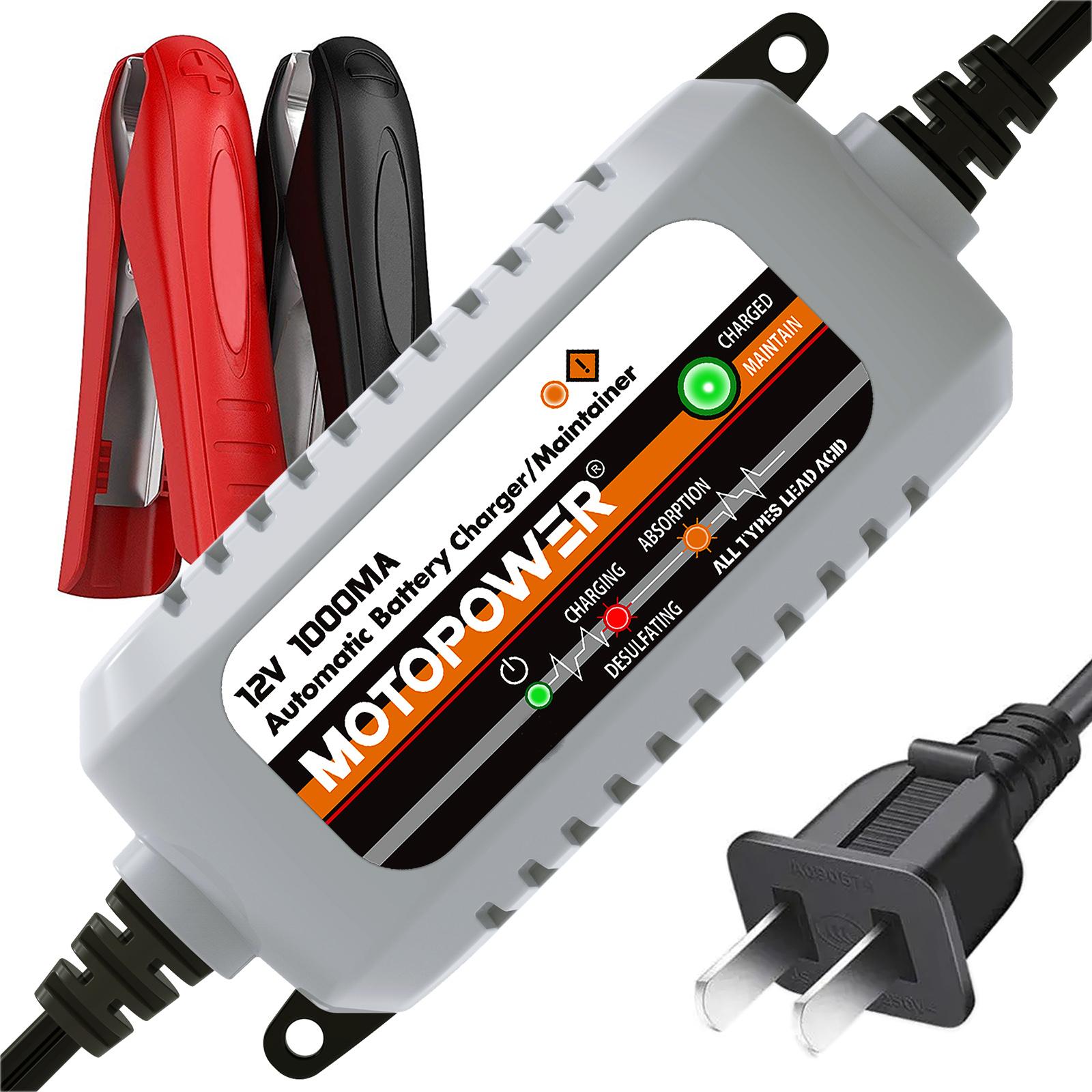 MOTOPOWER MP00205B 12V 1000mA Fully Automatic Battery Charger/Maintainer US Plug