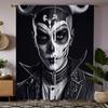 2pcs  HD Gothic Ghost Warrior Decorative Curtain Black Tie Digital Printed Curtain Home Decoration Style Decorated Living Room