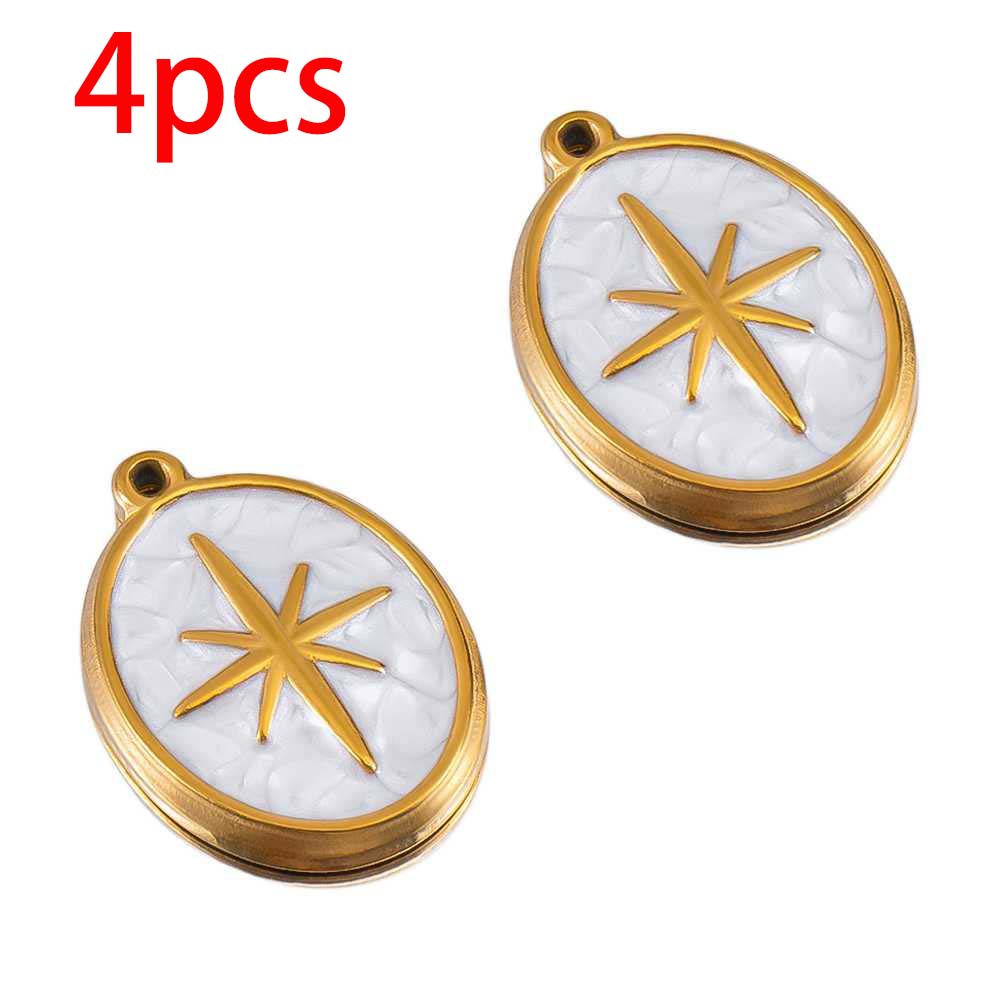 4-8pcs Stainless Steel Enamel Star Heart Eye Shell Sun Round Random Charm Base Anklet Pendant DIY Earring Necklace Jewelry Makin