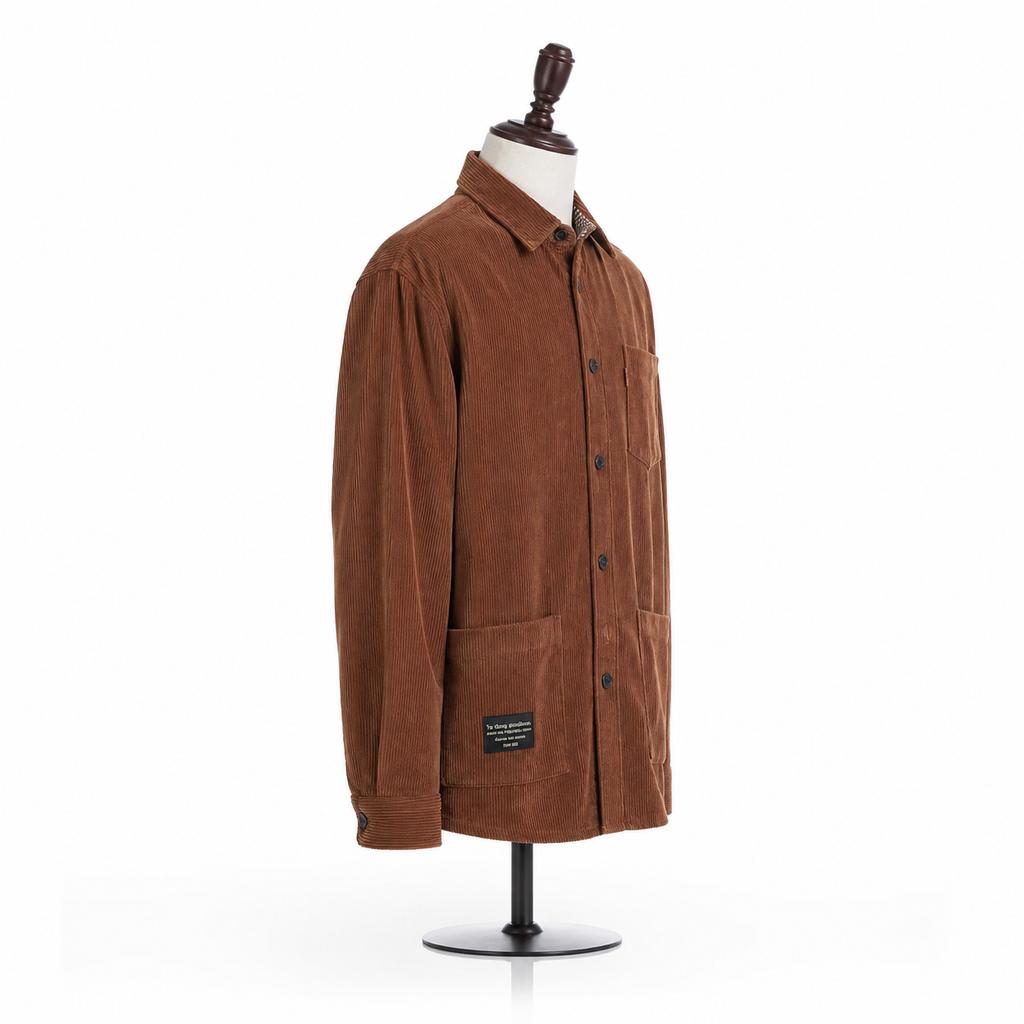 Men'S Corduroy Shirt New Spring And Autumn Loose Fit Versatile Long Sleeve Shirt Casual Workwear Top Jacket