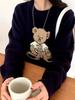 Women's Cartoon Embroidered Round Neck Loose Knit Sweater
