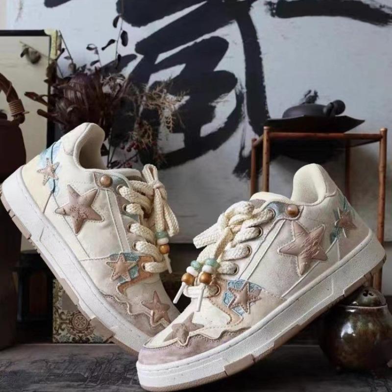 2025 spring and summer new Qingming Shanghe map star fashion versatile board shoes men and women couples with the same style Guochao