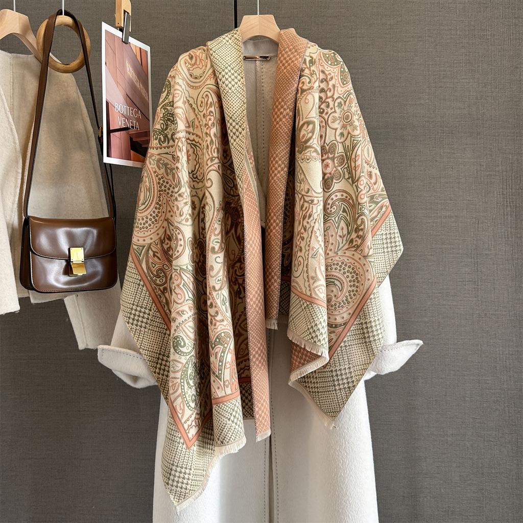 New Versatile Cashew Nut Flower Jacquard Scarf Women's Fashion Temperament Neck Protection and Warm Scarf Multifunctional Shawl