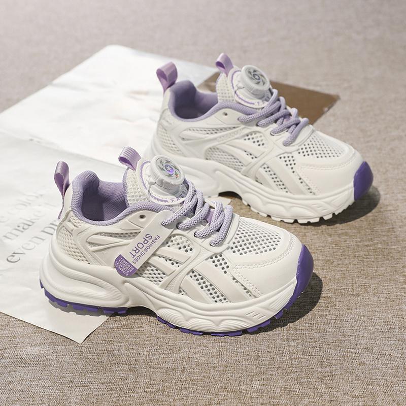 

Дитяча мода літня дихаюча повсякденне взуття діти бігові спортивні студенти дівчата трендові зручні кросівки для спортзалу 37 фіолетовий