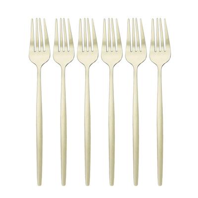 6Pcs/Set Gold Cutlery Set Stainless Steel Dinner Fork Set Dessert Cake Fork Fruit Salad Fork Tableware Set Kitchen Flatware Set