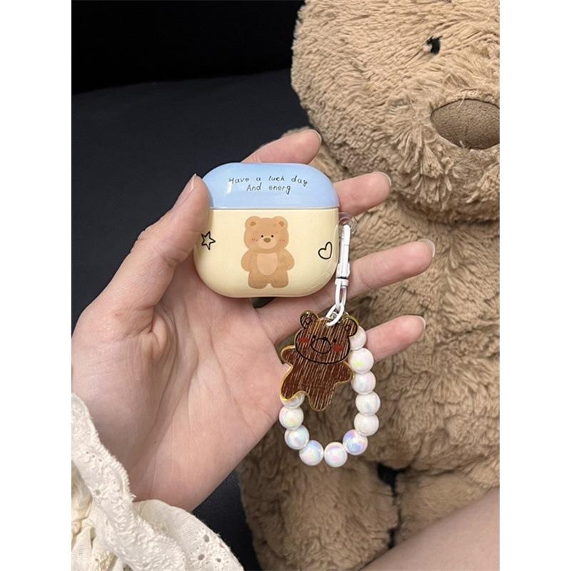 Korean Love Bear AirPods4 Protective Case 1/2 Generation Suitable for Apple Bluetooth Headset Case Pro3 Generation Pro2