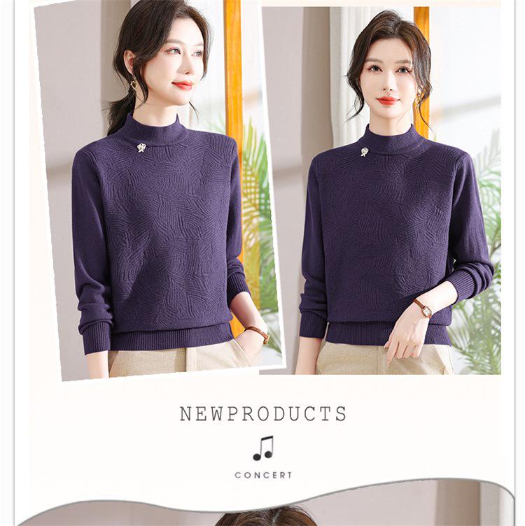 Autumn Thick Knit Lapel Sweater for Middle-Aged Women 50+