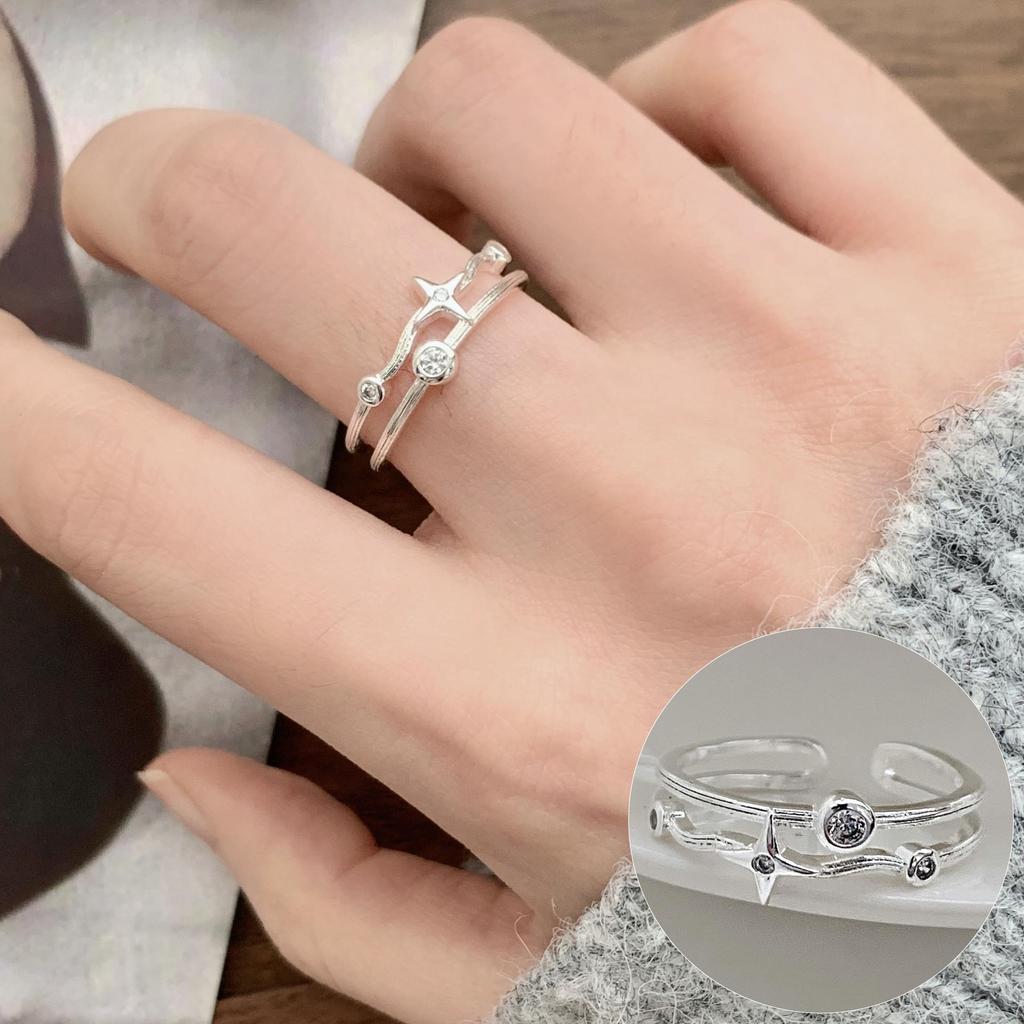 Women's Retro Black Oval Geometric Open Ring - Versatile Fashion Index Finger Jewelry