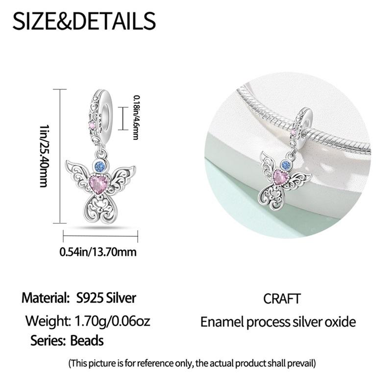 Copper Cute Pink Flowers Heart Pendant Beads Fit 4Mm Hole Diamete Charm Bracelet For Women Diy Jewelry Making Gift
