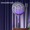 USB Rechargeable Electric Mosquito Swatter Foldable & Retractable Design with Auto LED Attractant Home Outdoor Bug Zapper