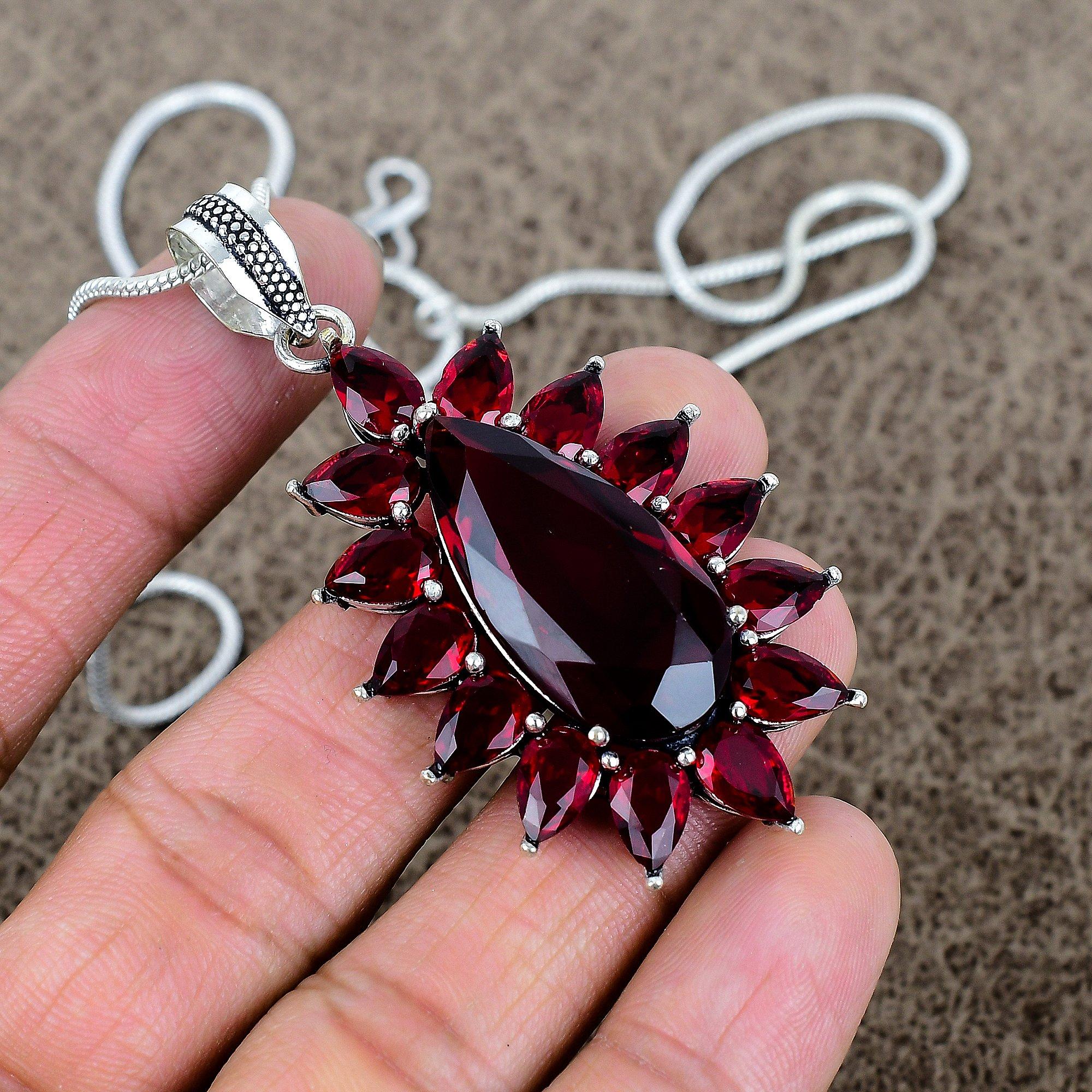 

Garnet Gemstone Handmade 925 Sterling Silver Jewelry Pendant 2.48 KKG-294