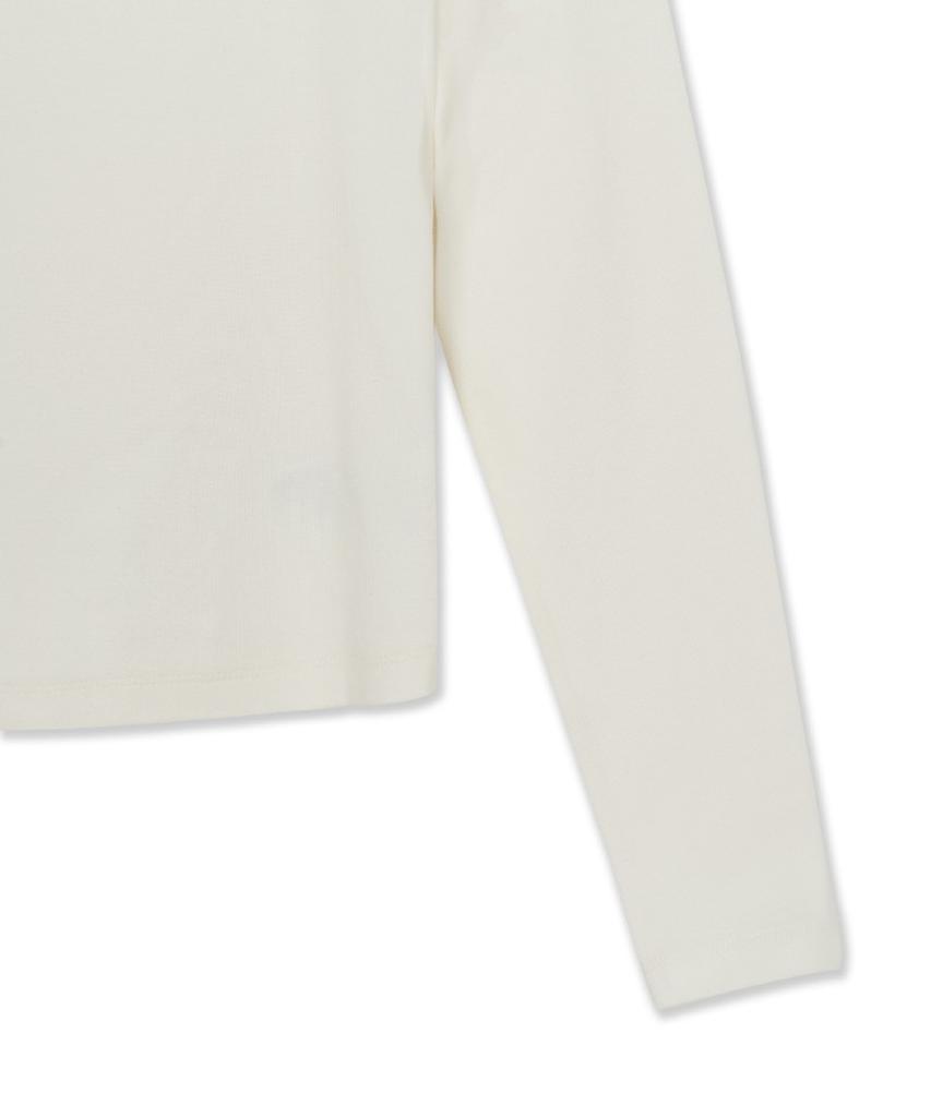 Emelbi Women'S Basic Slim Semi-Crop Square Neck Long Sleeve T-Shirt Ny (Cream)