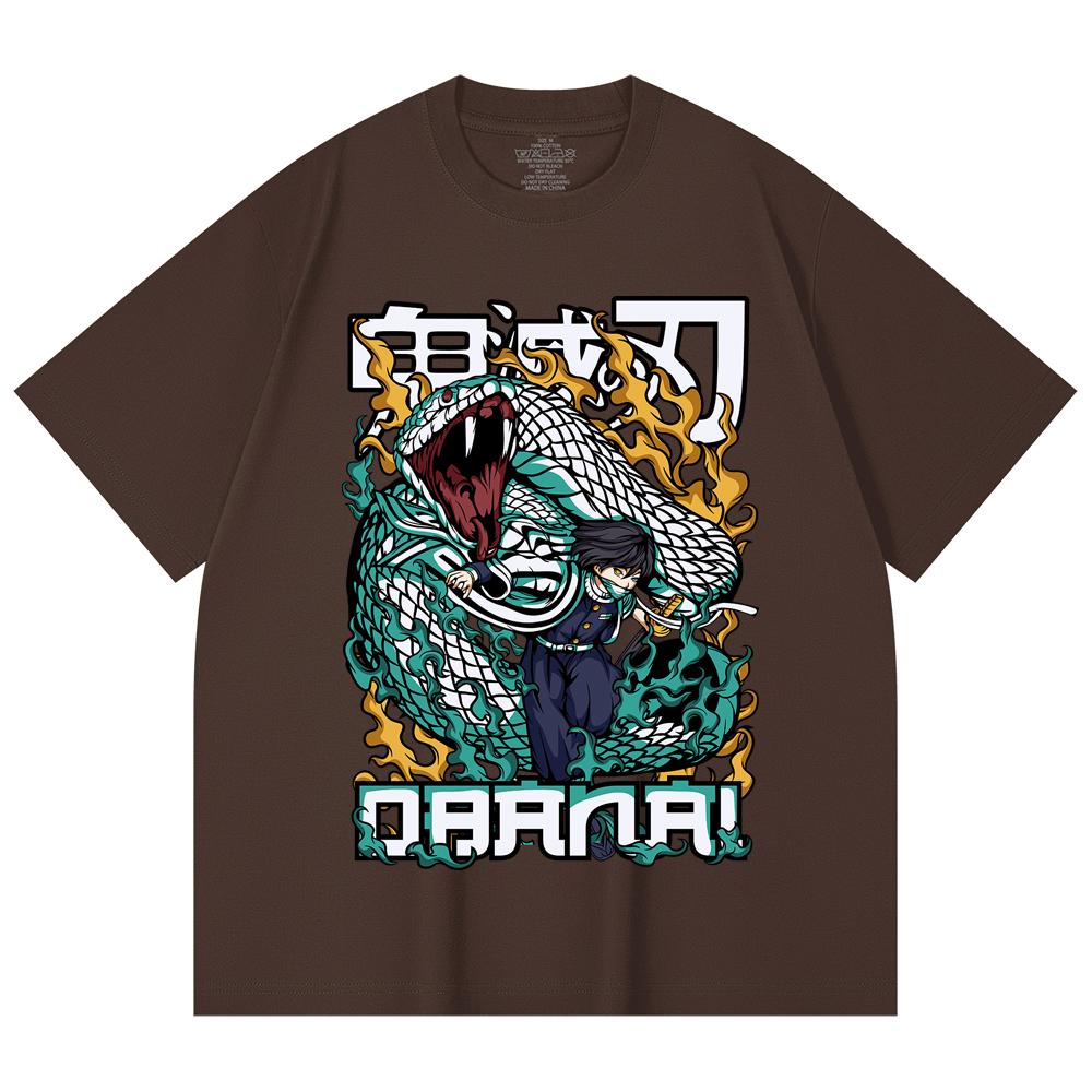 230 g/m² 100 % Baumwolle Demon Slayer V103 Obanai Druck Unisex Schweres Baumwoll-T-Shirt
