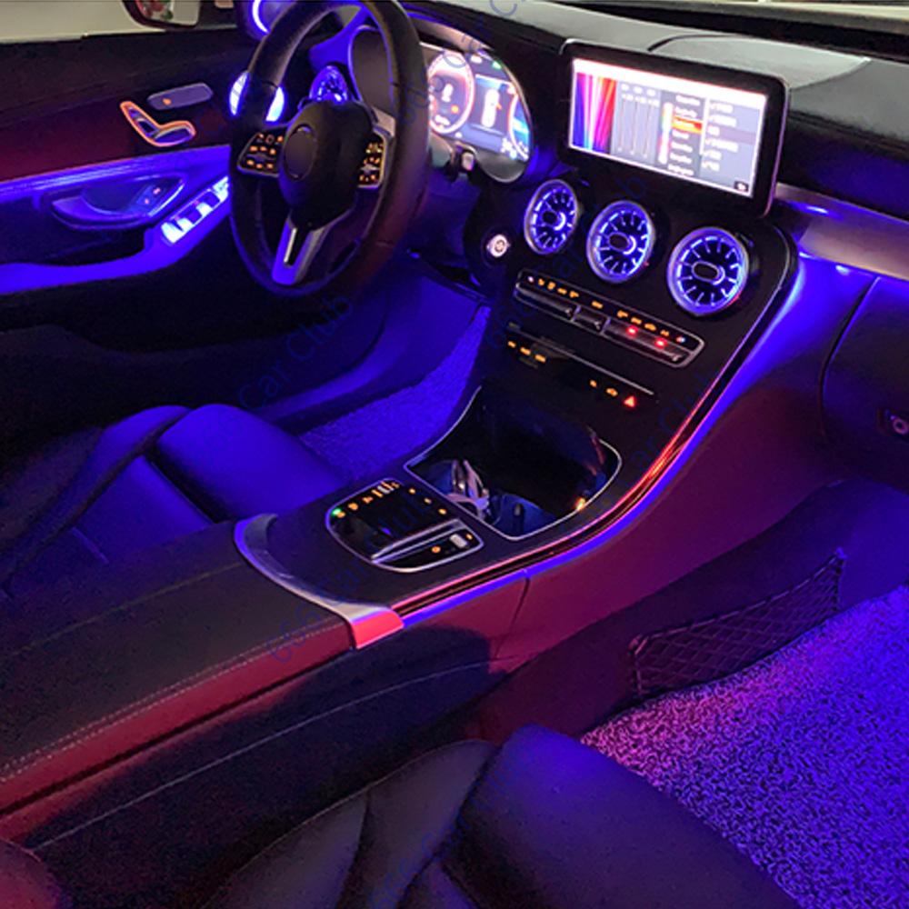 3/12/64 Colour Car LED Ambient Light For Mercedes-Benz C GLC Class Coupe W205 C43 C63 X253 LED Air Vent Speaker Decorative Lamp FS1